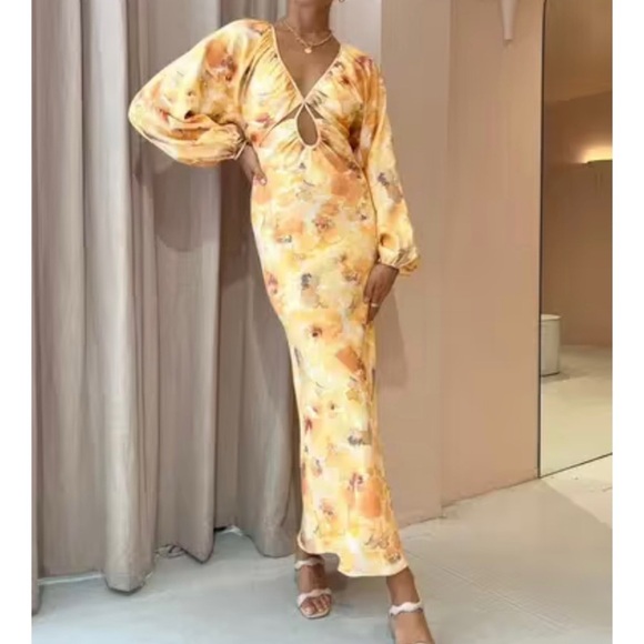 Significant Other Libby Midi Dress in PaintedPoppy Yellow NEW